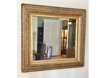 (19th c) PIERCED AND GILDED FRAME with MIRROR