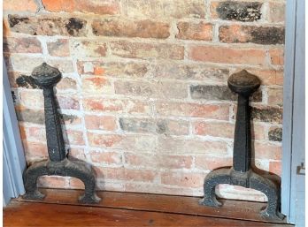 PAIR HAND HAMMERED ANDIRON FRAGMENTS