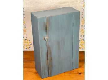 VINTAGE PINE TABLETOP CUPBOARD IN BLUE PAINT