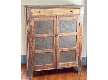 COUNTRY PINE PIE SAFE w PIERCED TIN PANELS