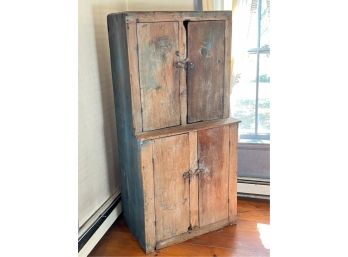 PRIMITIVE PINE CUPBOARD IN OLD PAINT