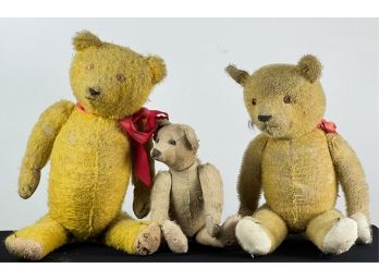 (3) VINTAGE MOHAIR TEDDY BEARS