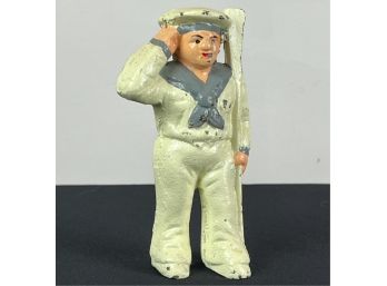 PAINTED CAST IRON SAILOR STILL BANK