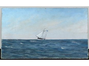 SIGNED WATERCOLOR OF A SLOOP AT SEA