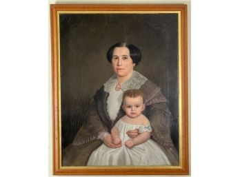 (19th C) DOUBLE PORTRAIT 'MOTHER & CHILD'