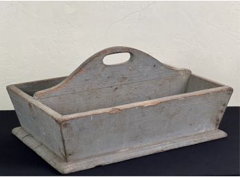 (19th C) PAINTED PINE CUTLERY BOX