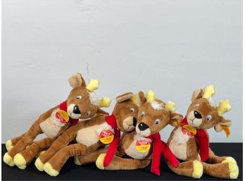 (4) STEIFF REINDEER STUFFED ANIMALS