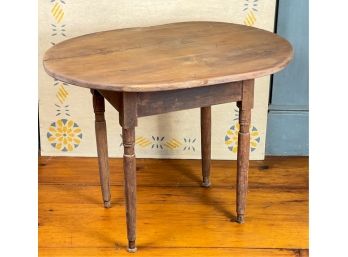 (19th C) PRIMITIVE PINE TAP TABLE ON TURNED LEGS