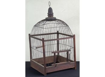 HANGING WIRE & PINE BIRDCAGE w ACORN FINIAL