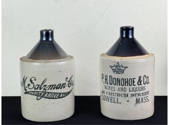 (2) HALF GALLON STONEWARE WHISKY JUGS