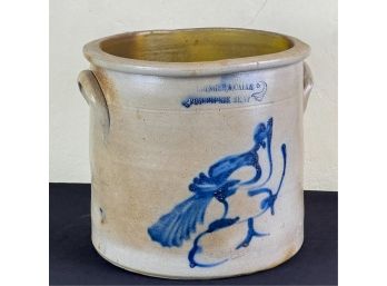 COBALT DECORATED RIEDINGER & CAIRE STONEWARE CROCK