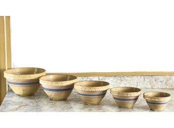 SET (5) GRADUATED MCCOY POTTERY PIE CRUST BOWLS