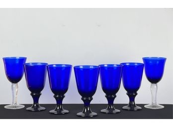 (7) PIECES COBALT STEMWARE