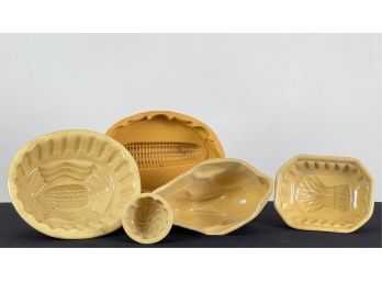 GROUP (5) YELLOW WARE FOOD MOLDS