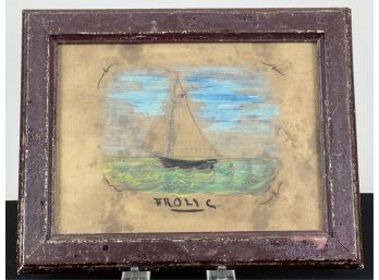 PRIMITIVE WATER COLOR OF THE SLOOP 'FROLIC'