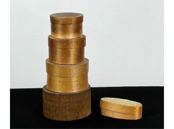 GROUP (5) MINIATURE COVERED SPICE BOXES