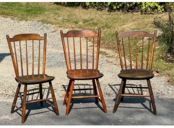 (3) SIMILAR (19th C) THUMBBACK WINDSOR SIDECHAIRS