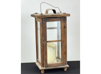 PRIMITIVE HANGING PINE LANTERN