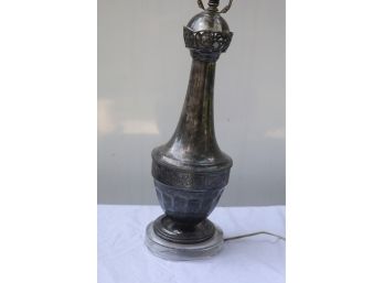 Antique Vintage Silver Etched Tall Table Lamp