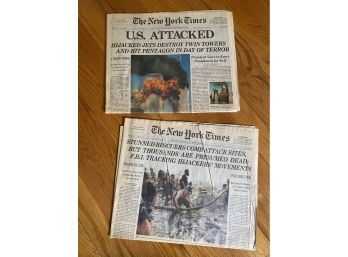 Lot Of Two New York Times 911 NYC World Trade Center Newspapers
