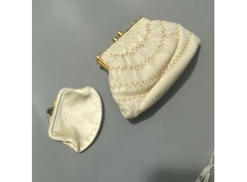 Vintage Fine Seed Pearl Crystal Gold And Silk Evening Bag Purse