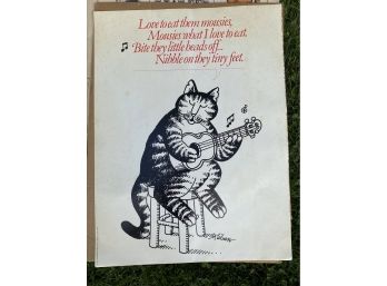 Vintage Kilban Cat Poster Illustration Print Love To Eat Them Mousies Lyrics