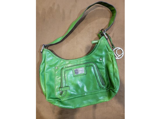 Liz Claiborne Green Shoulder Bag With Multiple Compartments And Modern Design