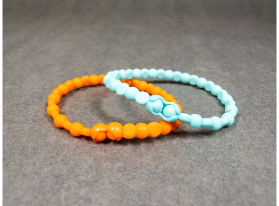 Children's Safety Beaded Snap Bracelets - Orange And Blue Pair Ideal For Kids Fun And Fashion