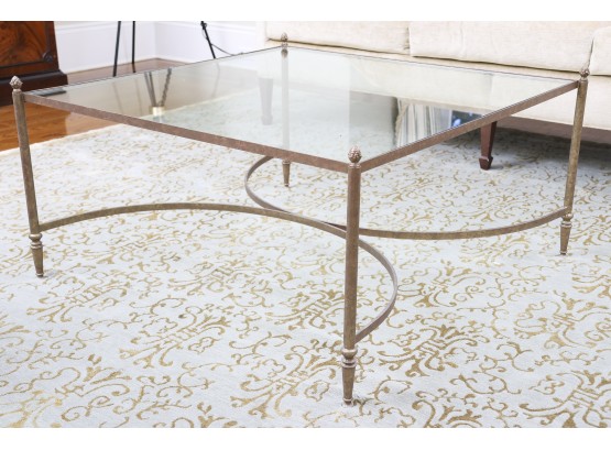 Gilt Brass And Glass Coffee Table With Finial Top Details By Rufous Furnitures