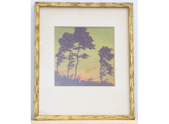 Framed Watercolor Print 'Night Falling Into The Wind'
