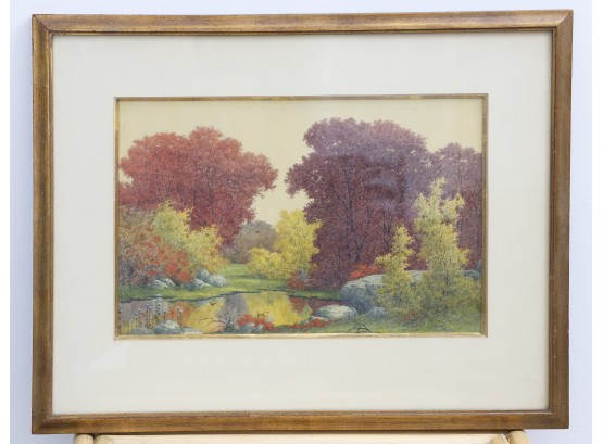Framed Watercolor Print 'Autumn Bloom'