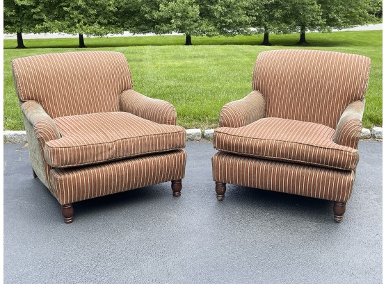 Custom Upholstered Armchairs With Turned Legs By George Smith