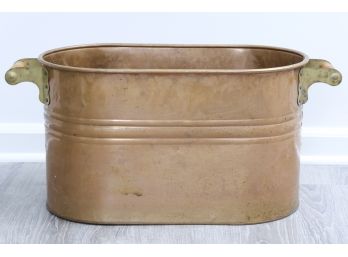 Copper Oval-Shaped Boiler Wash Tub Pot With Wooden Handles