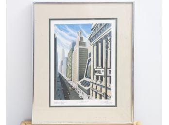 Framed Artwork 'The Wall Street Terminal' Signed By Robert Tinney