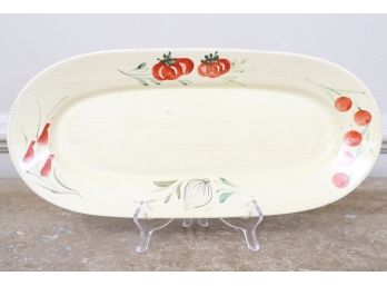 Italian Ceramic Oval-Shaped Platter With Vegetable Motifs