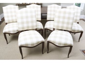 Set Of Six Dining Chairs With Checkered Upholstery By Cowtan And Tout