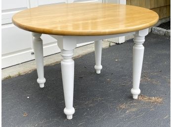 Light Oak Round Table With White Painted Legs