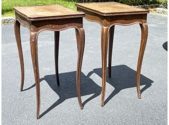 Pair Of Side Tables With Tapered Legs And Drawer By De Bournais