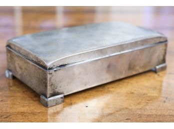 Sterling Silver Wooden Box With Hinged Lid By Poole Silver Co.