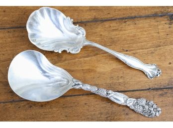 Antique Sterling Silver Serving Spoon By Tiffany & Co. And Sugar Spoon -215g