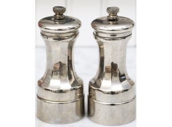Mid Century Modern Silver-Plated Hand-Crank Pepper Mills