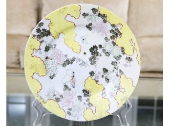 Japanese Porcelain Decorative Plate In Yellow And White