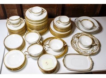 Large White & Gold Dish Set 2