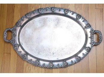 Oval Silver Plated Tray Monogrammed 31 X 20