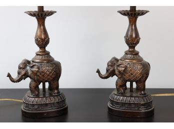 Elephant Lamps (One Missing Finial)