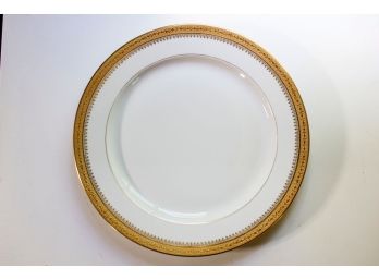 Limoges Set Of 12 Gold & White Dinner Plates