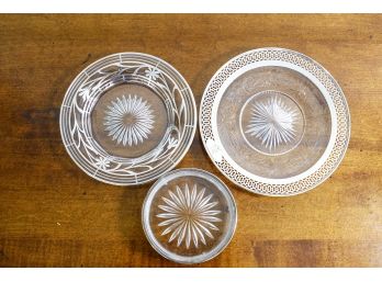 Sterling Silver Decorated Glass Dishes