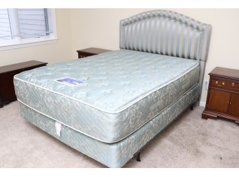 Custom Upholstered Headboard With Mattress And Box Spring