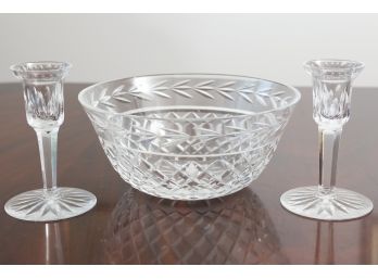 Crystal Bowl With Candle Sticks