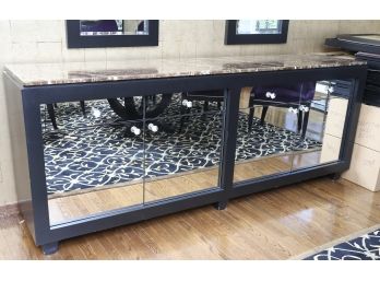 Mirrored Sideboard With Marble Top And Crystal Accents